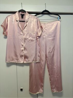Jones New York Pale Pink Satin Short-Sleeve Pajama Set - Size M